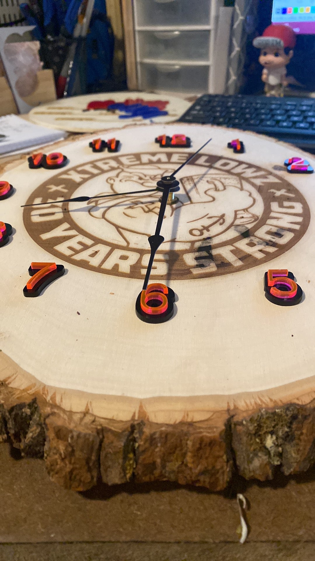 Custom 10 inch Clock made from tree wood with bark